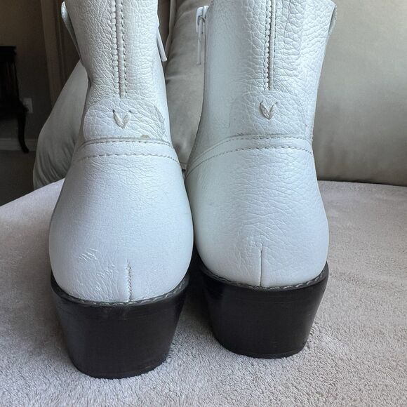 Vionic Roselyn White Leather Ankle Boot Bootie Women 8.5 Chic Minimalist Classic - Picture 9 of 14